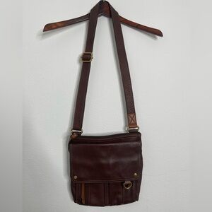 Fossil Morgan Traveler Brown Pebbled Leather Crossbody Purse